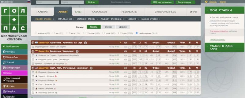 букмекерская контора гол пас